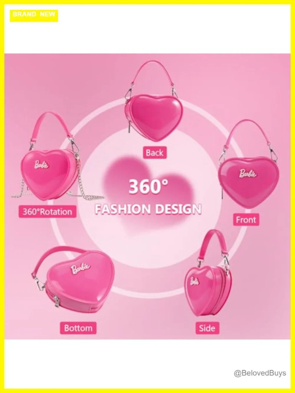 Heart-Shaped Crossbody Bag with Chain, PVC Waterproof Mini Tote, Cute Fashion